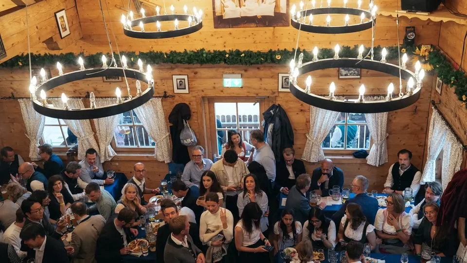 Inside the Oktoberfest tent at Tech for Climate 2026