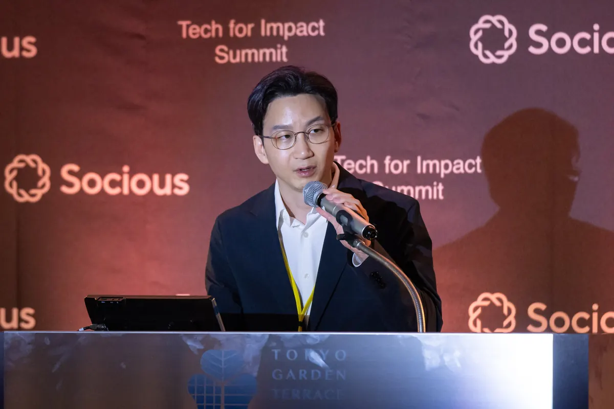 Jaejoon Song speaking at Tech for Impact Summit 2026